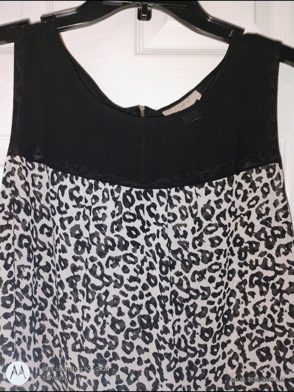 LOFT Black and White Leopard Print Tank Top PTP 20"
